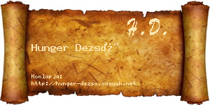 Hunger Dezső névjegykártya